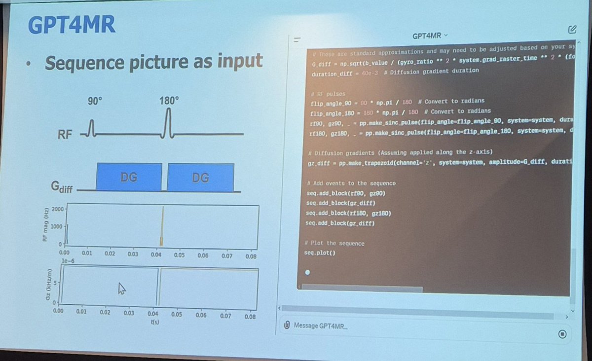 I'm afraid my days as MRI pulse programmer are over with #GPT4MR - Great talk Ricardo Otaza! #ismrm2024
