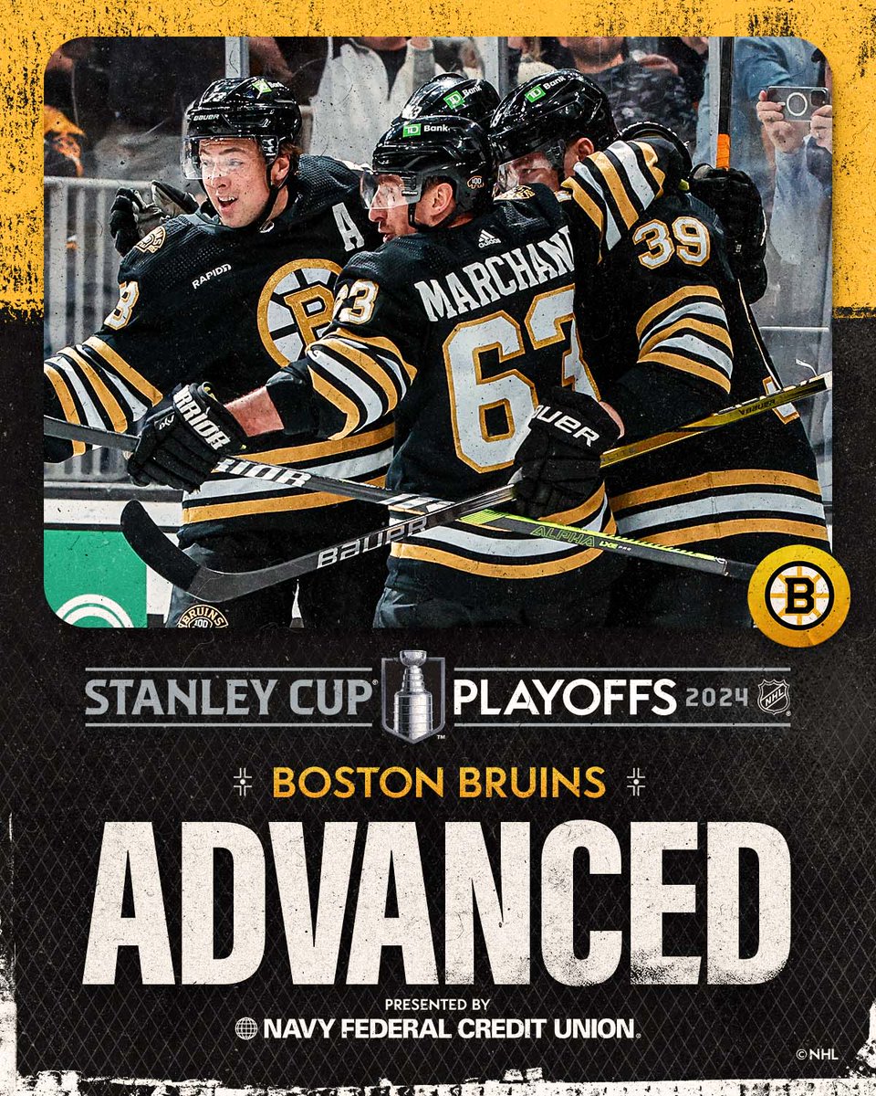 THE B'S ARE THROUGH 🐻 The @NHLBruins take #Game7 and are off to the Second Round of the #StanleyCup Playoffs! Presented by @NavyFederal