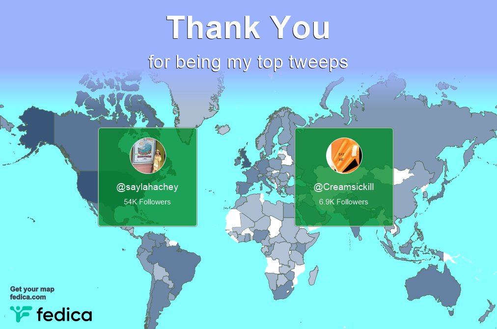 Special thanks to my top new tweeps this week @saylahachey, @Creamsickill