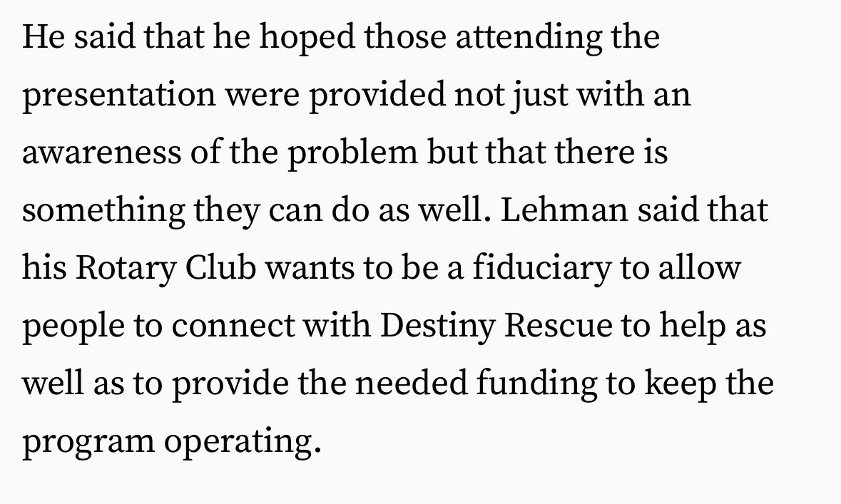 Apparently, after the Sound of Freedom, Destiny Rescue received a whole bunch of new supporters. Some of them would go on to hold presentations with law enforcement and service groups to help Destiny Rescue fundraise. web.archive.org/web/2024032510…