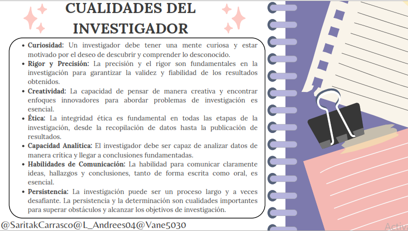 Vane5030's tweet photo. #PedagogiadelasCienciasExperimentales #Investigación #Investigador #Procesos #Cualidades #Importancia #educacion @jorgearmi20 @experimenutmach @L_Andrees04 @SaritakCarrasco https://t.co/GPgaWkyLjN