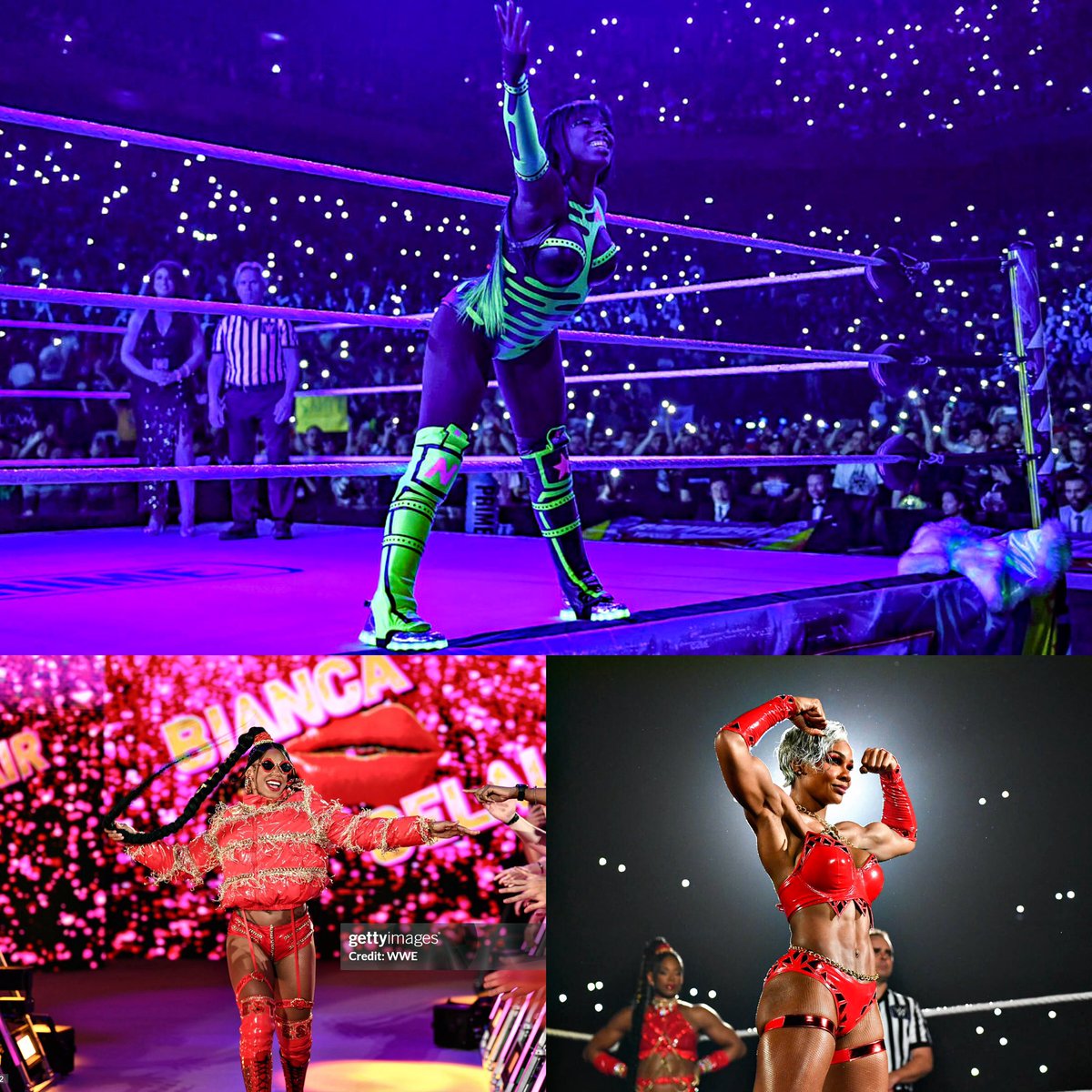 TheeCautionPage's tweet image. Goodnight to the Big 3 &amp;amp; #TheBig3 Only 💚💋⚡️.  #WWEBacklash