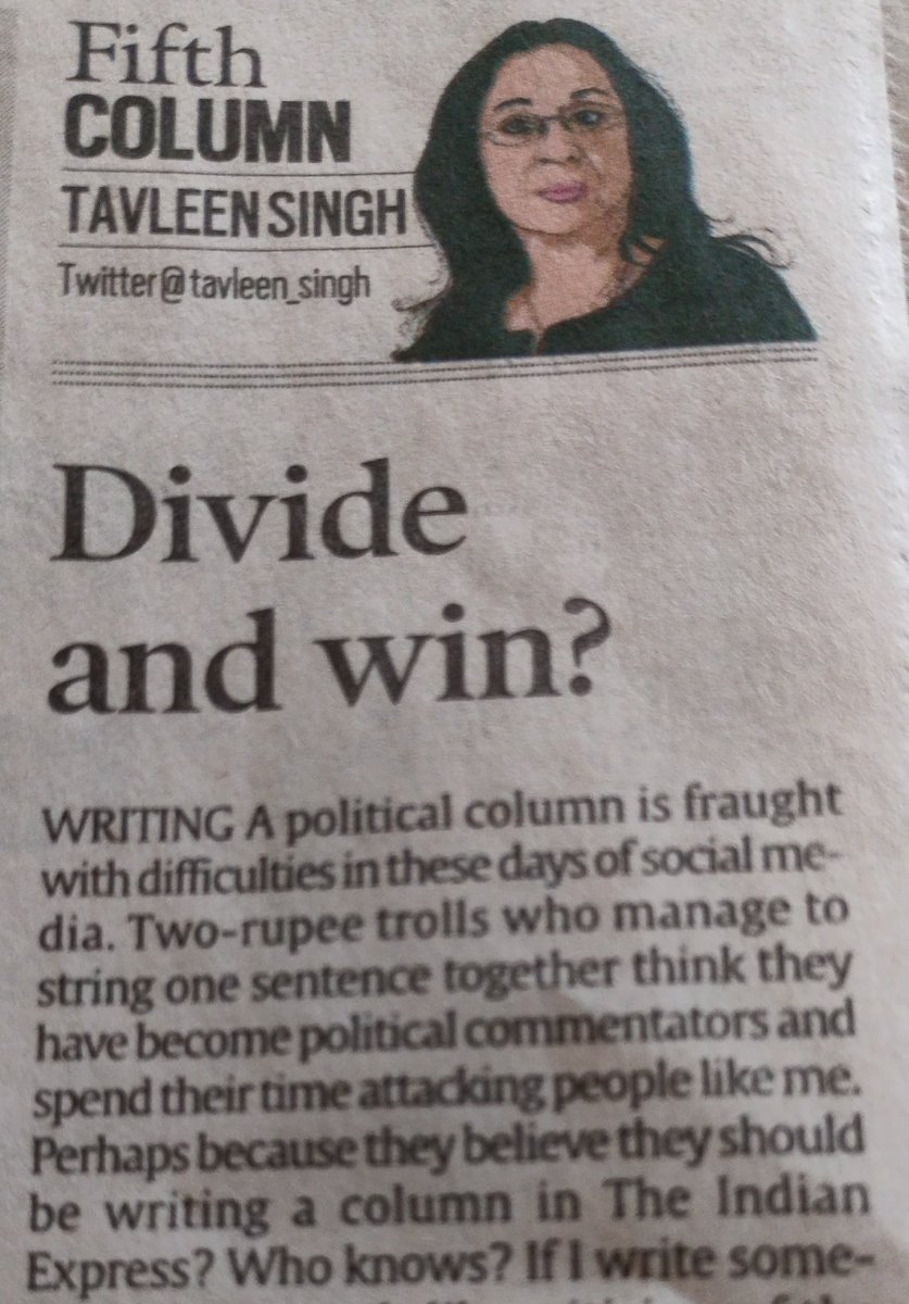 Tone deaf and ironic both considering that the entirety of TS' columns are usually just hastily scribbled personal opinions without analysis or substantiation, many colored by perceived personal slights in the past. Kind of like the average political tweet