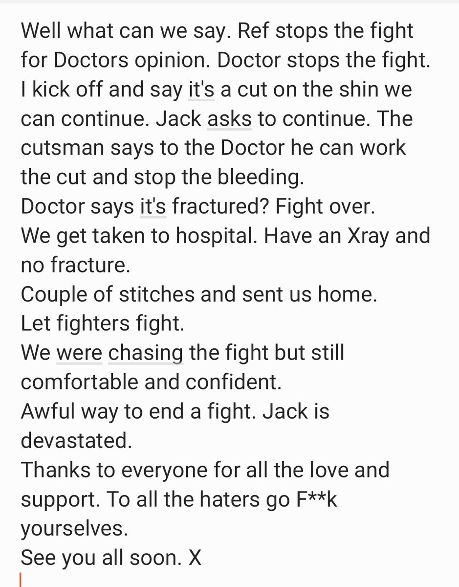 We will see you all soon. Gutted. Let fighters fight. @ufc @UFCEurope @danawhite