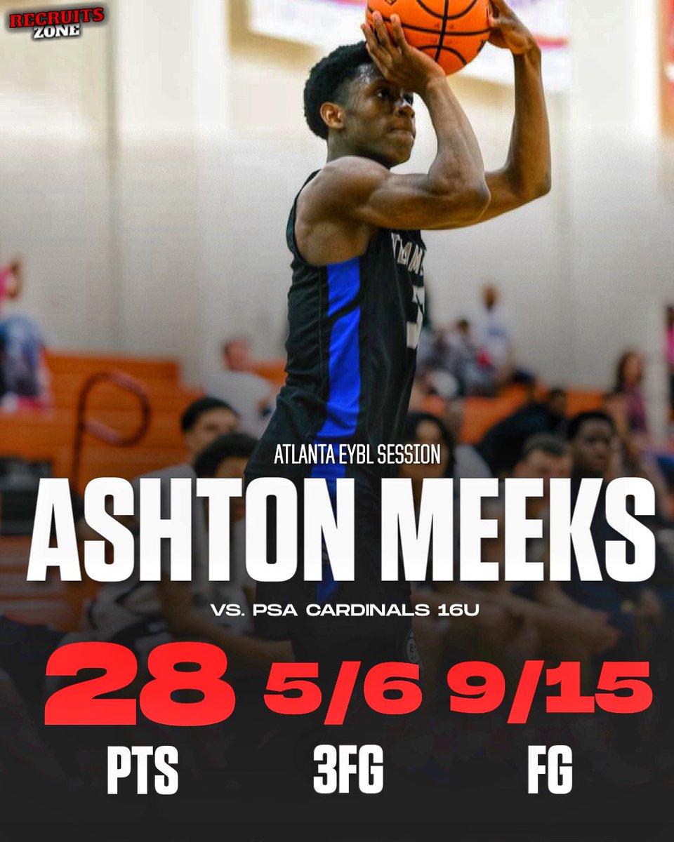 2026 4 🌟 prospect Ashton Meeks continued his impressive AAU season today against PSA Cardinals EYBL 16u, finishing with:

• 28 PTS
• 5/6 3FG
• 9/15 FG

🪣🪣 <a href="/AshtonMeeks03/">Ashton Meeks</a>