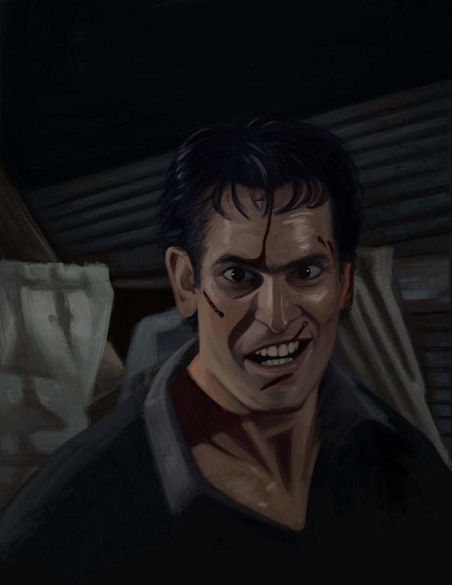 Klaatu Barada Nikto! Bruce Campbell as Ash Williams from The Evil Dead. I hear we can expect more movies with dear Bruce and Sam in the future and I am so excited! #evildead #brucecampbell #painting #digitalart #digitalpainting #DigitalArtist #horrorart