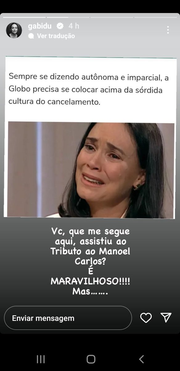 Flag_v2's tweet image. A Gabriela Duarte rasgando o verbo sobre a ausência da mãe no documentário do Maneco. Veio aí!  #TributoManoelCarlos