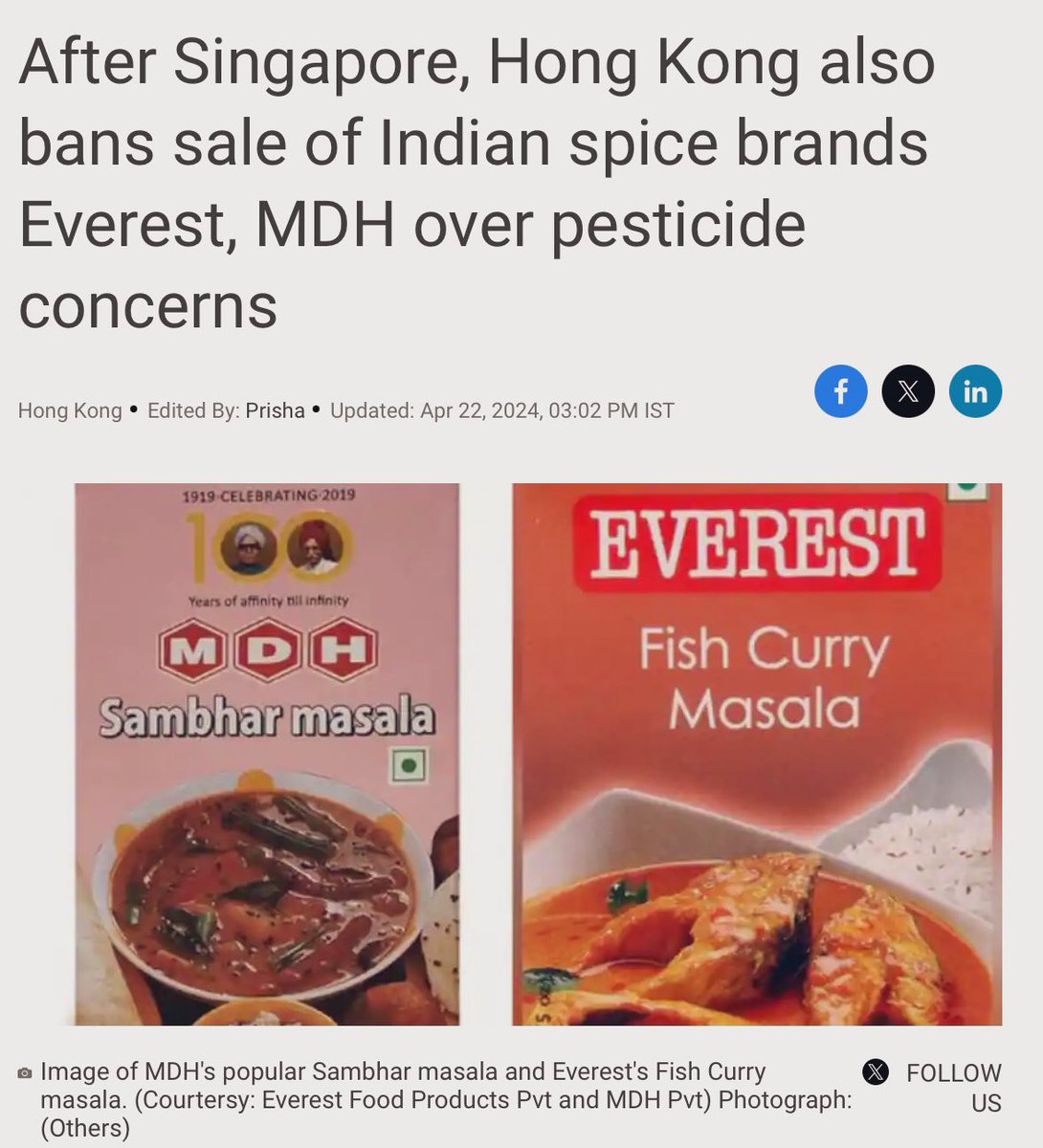 Few days ago concerns were raised by a number of countries regarding high pesticide content in Indian spices. Meanwhile, Indian regulator FSSAI has found an easy solution. Just increase the permissible limit of pesticides by 10 times what was allowed earlier. Problem solved.