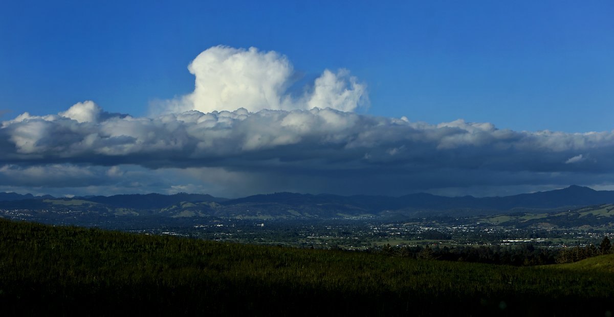 Post frontal instability over Sonoma County, Saturday.  Don't get used to the cool weather though, NorCal will be pushing mid-80's by next weekend.