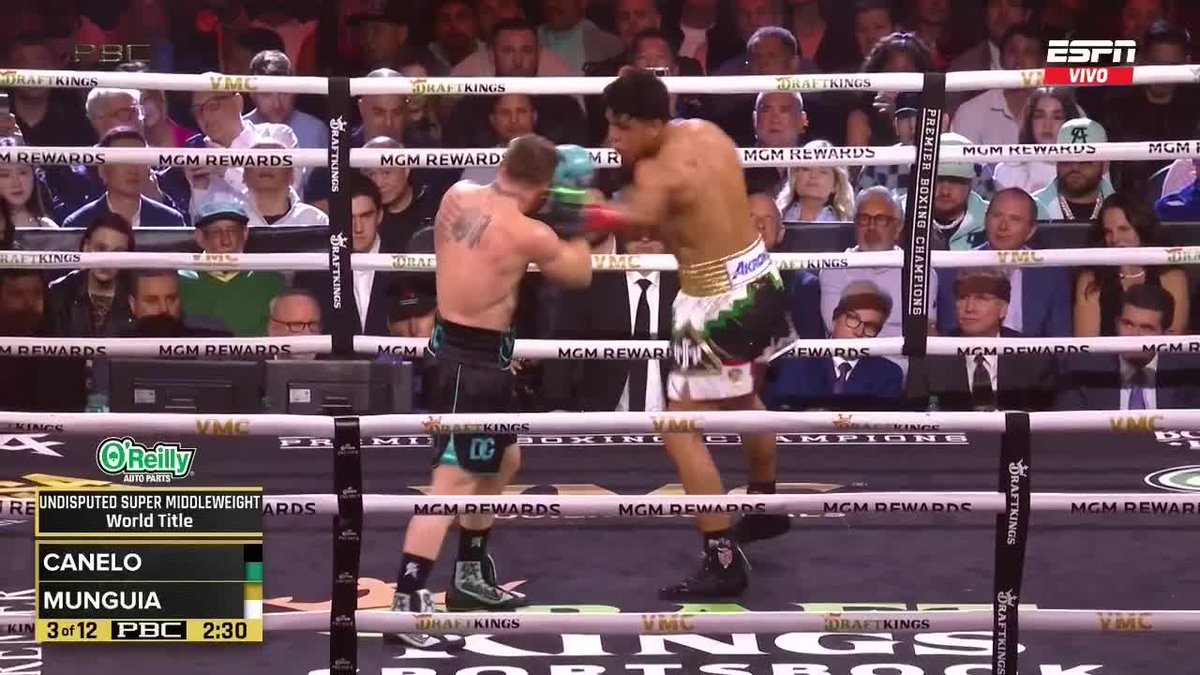 R3: No para Jaime Munguía, sigue presionando con esa zurda que le ha sido muy efectiva ante Canelo Álvarez. Tres rounds muy intensos del oriundo de Tijuana. 🔥 EN VIVO 🔥 por #ESPNKnockOut 📺 @StarPlusLA #CaneloMunguia