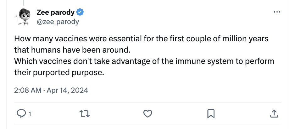 Funny - this account claims expertise in vaccination: @zee_parody But check out here where he seems unaware that vaccines expose the immune system to antigens, and the immune system takes it from there He didn't even know what a vaccine was! Check your sources on social media!