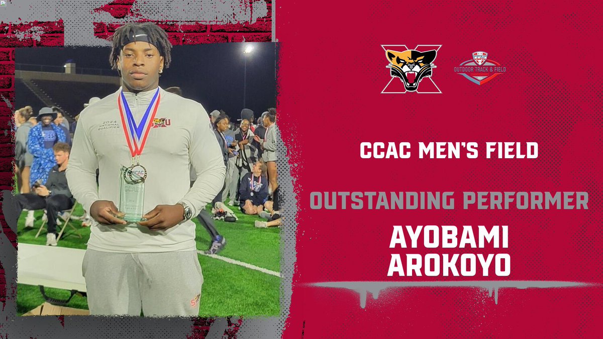 Congrats to Ayobami Arokoyo on earning CCAC Men’s Field Outstanding Performer for <a href="/SXU_XCTF/">SXU XC/TF</a>! #GoCougs🐾 #WeAreSXU