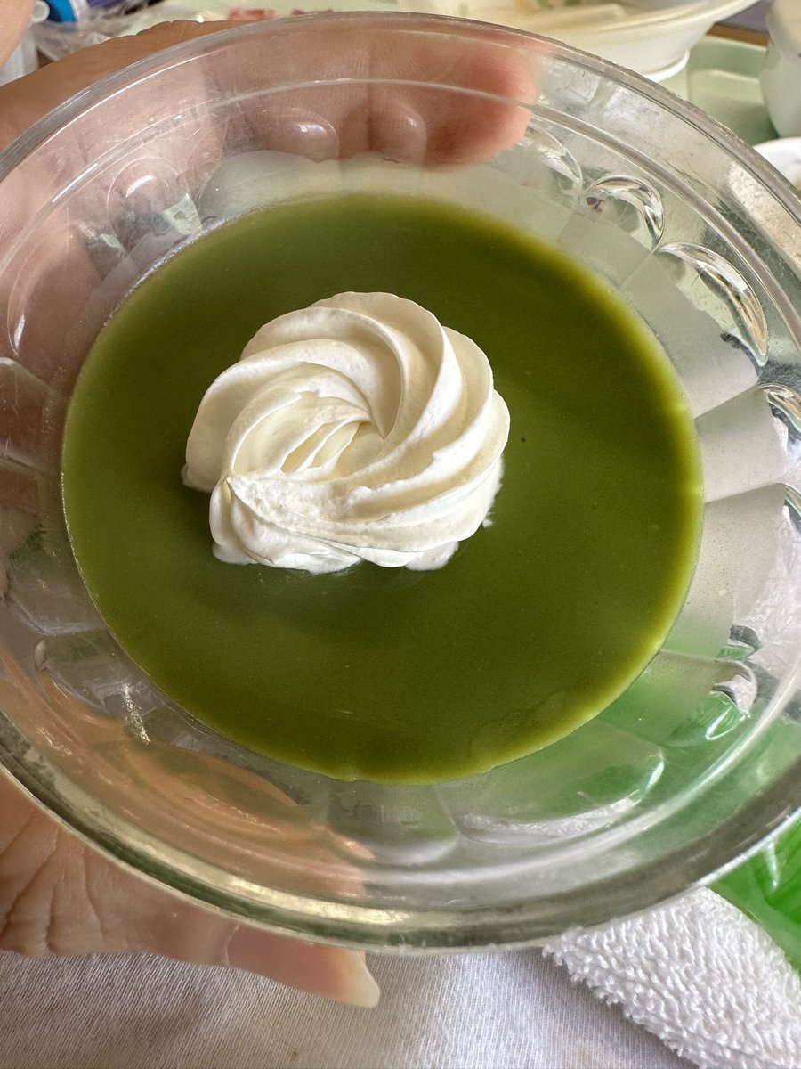 Matcha pudding for lunch! #hospitalfood