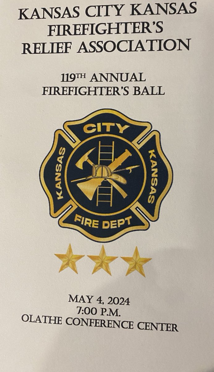 Tonight we celebrated our Kansas City Kansas Fire Department. The 119th Firefighter Ball was amazing. Nearly 200 members & their guests enjoyed great good & fellowship. Our 2023 - 24 Retirees & Promotes were acknowledged along with many of KCKFD distinguished true heroes!