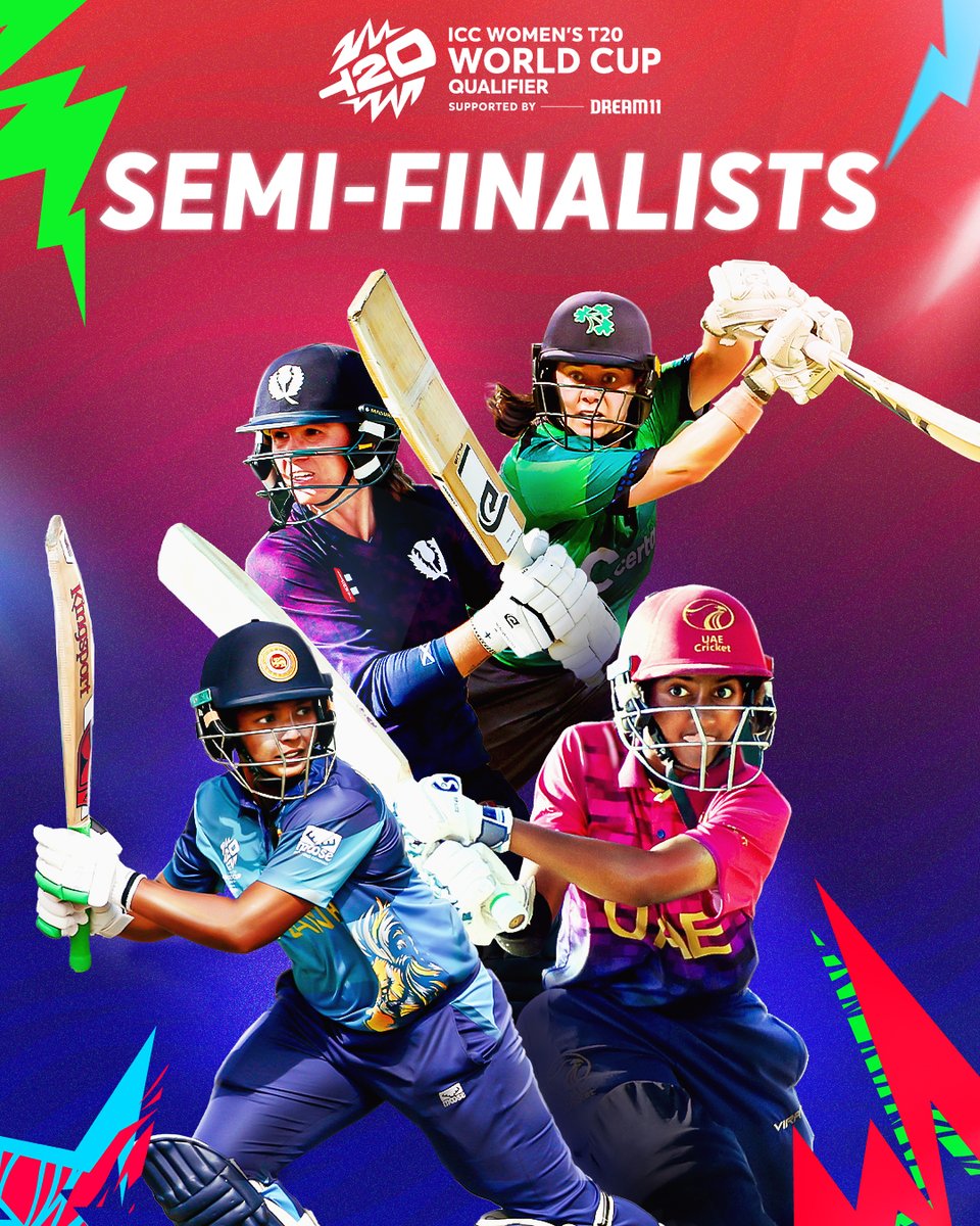 ☘️ Ireland v Scotland 🏴󠁧󠁢󠁳󠁣󠁴󠁿 🇱🇰 Sri Lanka v UAE 🇦🇪 Semi-finals day has arrived at the Qualifier as the race for the remaining two spots for the ICC Women's #T20WorldCup 2024 heats up 🔥 Preview ➡️ bit.ly/3UvBibY