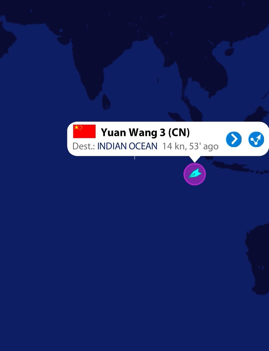 Yuan Wang 3, #China's missile and satellite tracking vessel has entered the #IndianOcean region