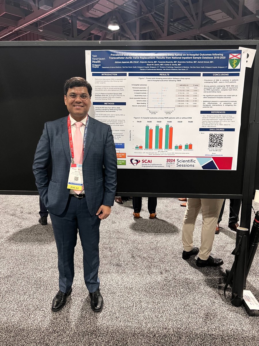 AbhiAggarwalMD's tweet image. Wrapped up an amazing #SCAI2024! Fabulous time connecting with peers, sharing top-notch research from @YaleCardiology @BPTHOSP. Icing on🍰, thrilled to receive the prestigious #FSCAI. Huge thanks to @SCAI @SrihariNaiduMD @Carlos_DavilaMD #CardioTwitter. Grateful beyond words!🌟