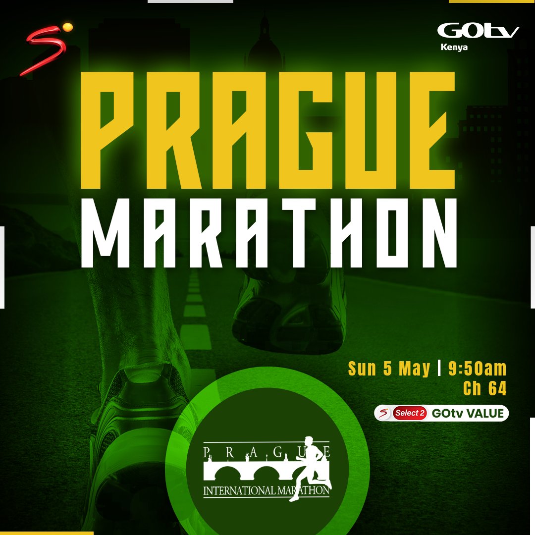 The oldest and most prestigious race of the #RunCzech calendar. Start & finish is in the heart of Prague.

#PragueMarathon | 9:50 am | Ch. 64

Download the #MyGOtv App or Dial ✳423# to buy & reconnect to GOtv Value for KES 669.
To Pay: mygotv.onelink.me/JpWQ/gg2