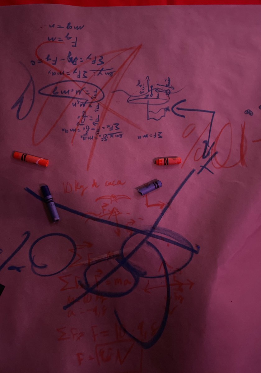 me and my team were at a party yesterday where we could draw on the tables and our stem ass did physics problems. (dont mind the silly cherry drawing 😁)