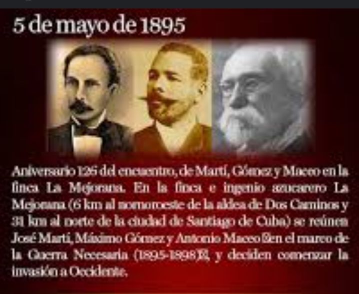 Un encuentro importante para la historia de Cuba, tres grandes hombres de la guerra por la independencia de Cuba se reúnen en La Mejorana #tenemoshistoria #Cuba @FrenteDme #Mined