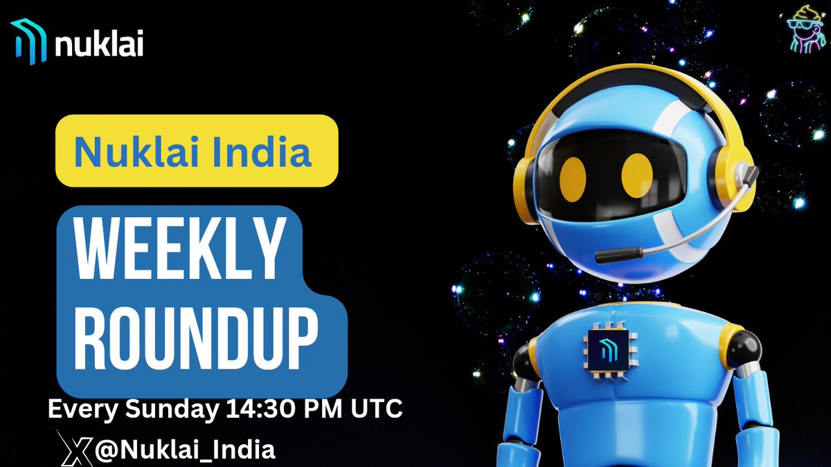 Hello Nuklaians 💎 
आज रात 8 बजे तैयार रहे, @NuklaiData के Weekly Roundup के लिए जो @Nuklai_India के ऑफिशियल ट्विटर पर होने वाला है।🎙️

#Nuklai के weekly roundup पर आप अपने प्रश्न का भी उत्तर प्राप्त कर सकते है। जरूर जुड़े। 🎉
🕕समय: 14:30 PM UTC 

#SmartData $NAI