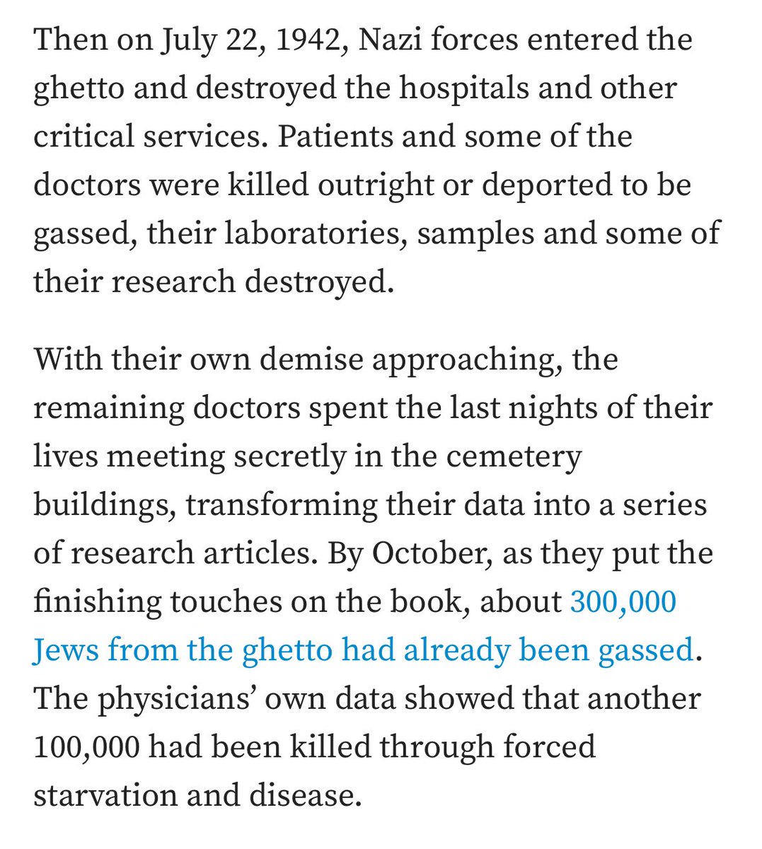 Was reminded during a recording of the great @the_minyan podcast earlier this week that Nazis abducted, tortured and killed Jewish doctors inside the Warsaw Ghetto in 1942. This is what “Israel” continues as policy inside Gaza today. A wicked and revolting ideology.