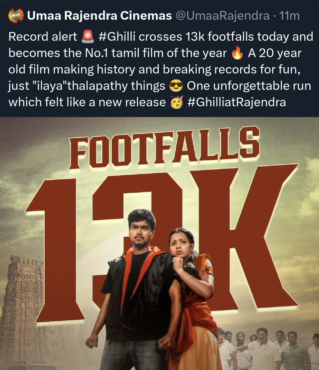 #ThalapathyVijay the Box Office Monster 😤🔥
#GhilliReRelease #Ghilli