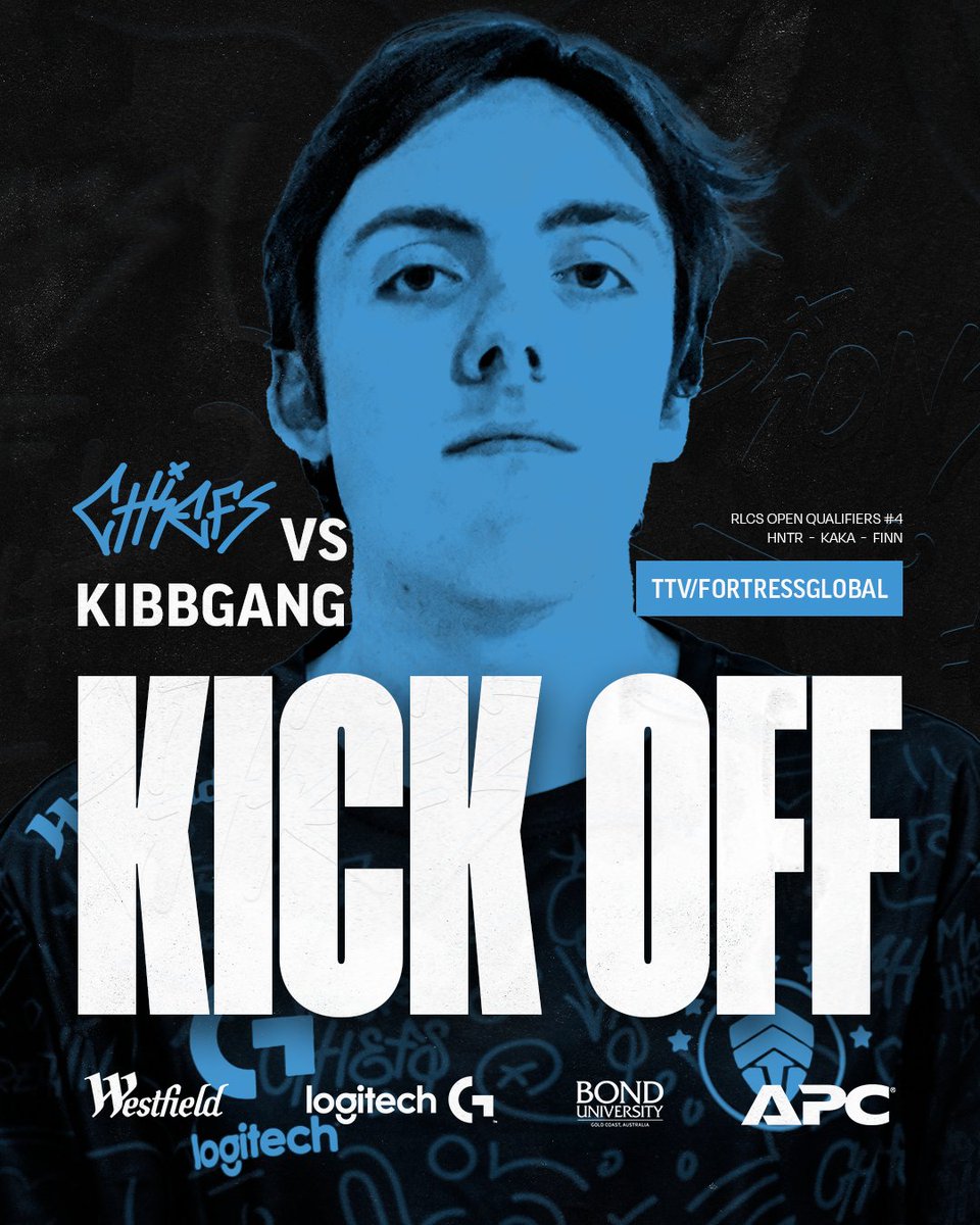 Sit down and strap in for finals Sunday 🏎️ The boys are taking on #Kibbgang in the semi-finals of #RLCS OCE Qualifiers #4 😤 Get hype, this is going to be a banger‼️ 🕕 6:00PM AEST 📺 twitch.tv/FortressGlobal #WeAreChiefs🛡️ | #CHFWIN🛡️