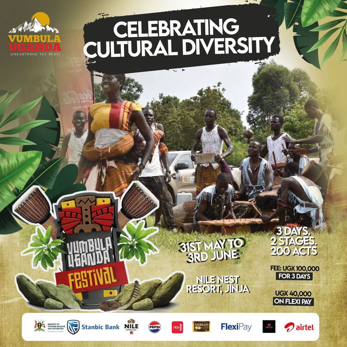 Join us in celebrating the rich tapestry of cultures at #VumbulaUgandaFestival, happening from May 31st to June 3rd at Nile Nest Resort Jinja. Explore, experience, and embrace diversity! @Vumbula_Uganda #GreeningTheNile #SanyukaUpdates