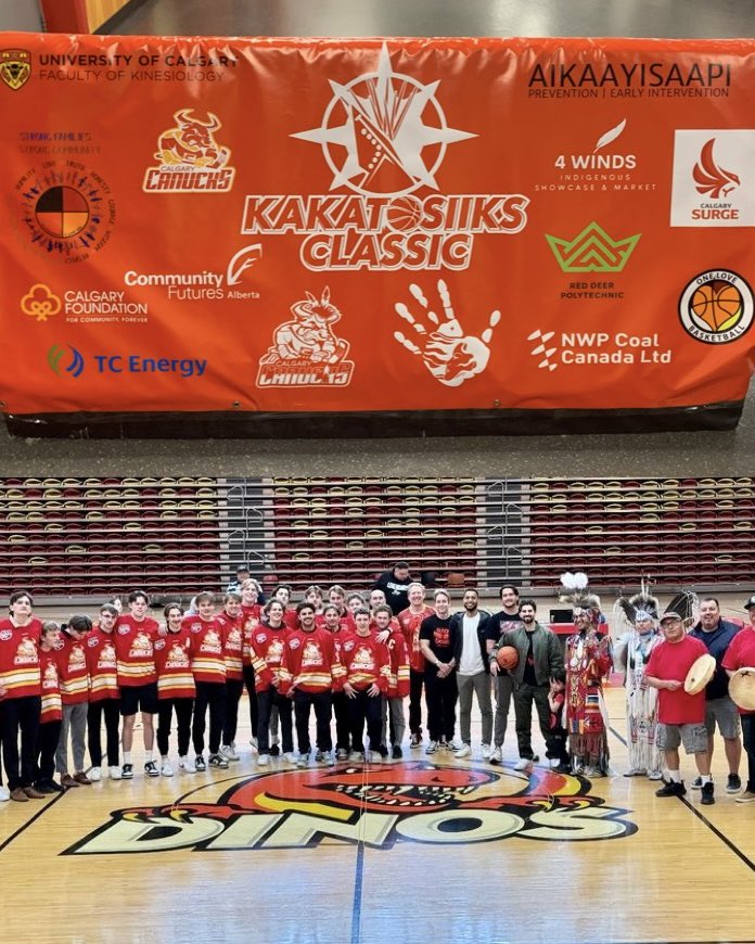Spent a special day at the Kakatosiiks Classic Basketball Tournament at @UCalgary with the @Calgary_Canucks and our friends from Siksika Nation. Best of luck to those playing in the finals tomorrow! @CalgarySurge #HomeTeam