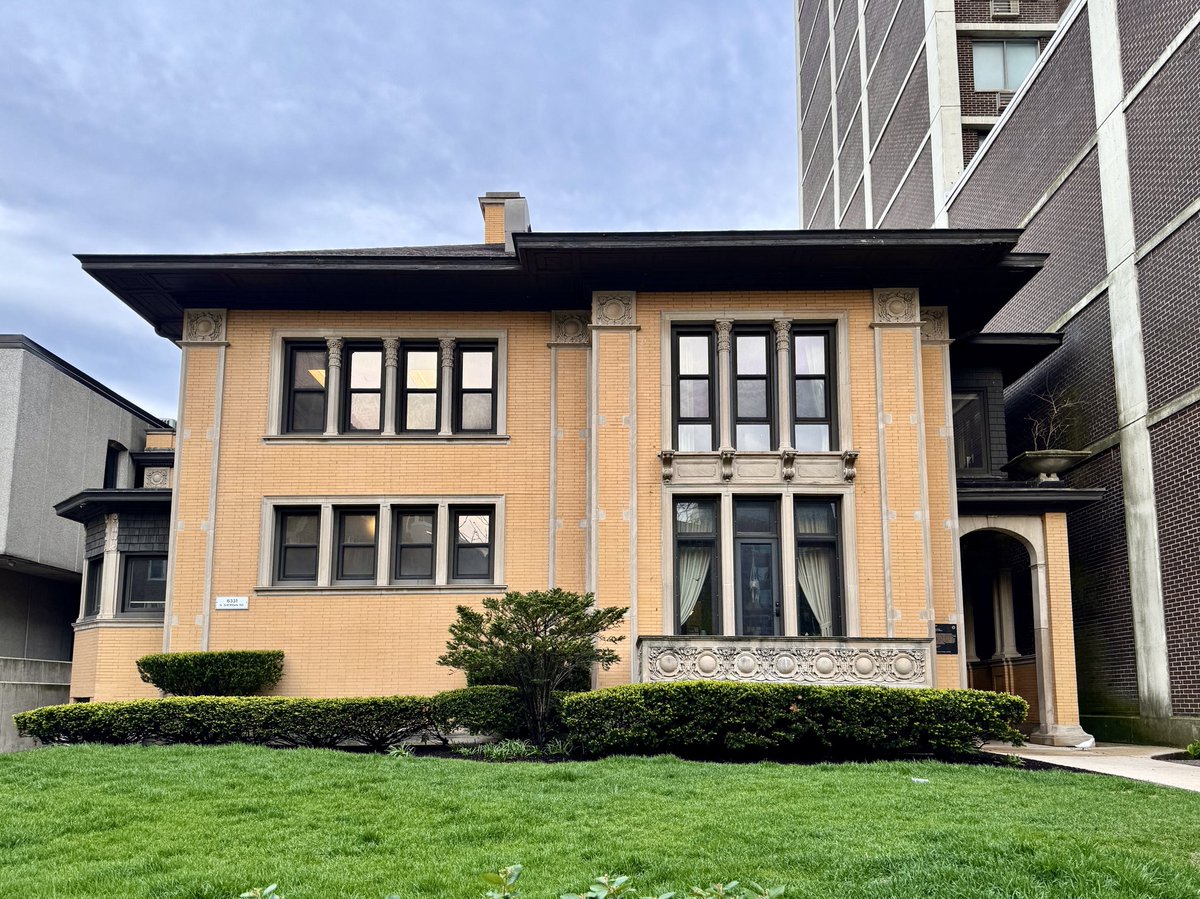 This yellow house (Burrowes Hall) at Loyola caught my eye during my visit last week—I now have learned it was designed by the great Prairie architect George Washington Maher