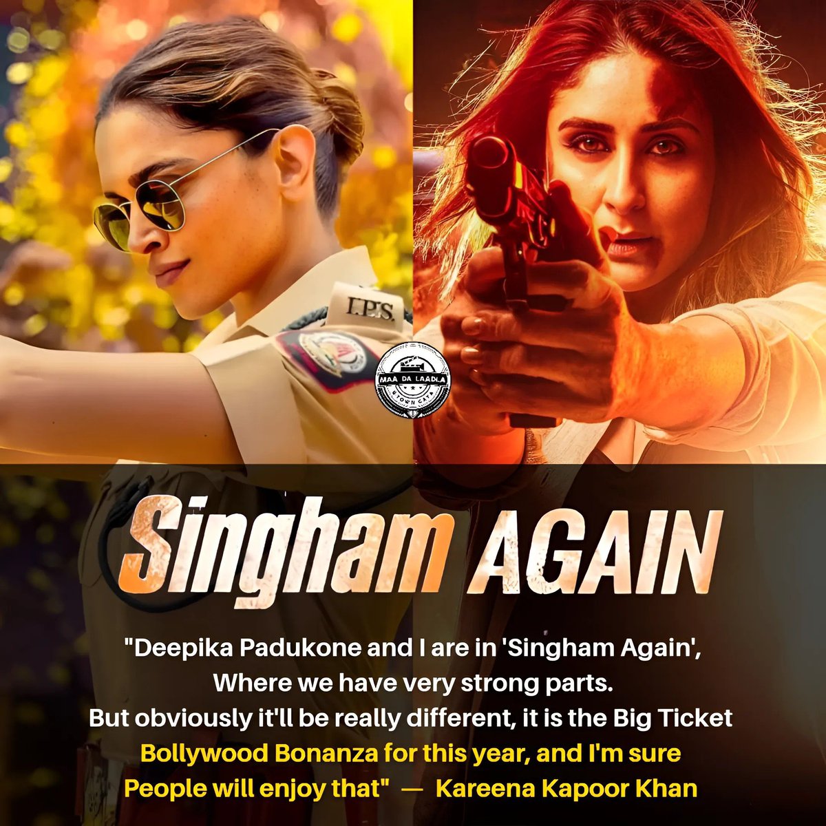'#DeepikaPadukone and I  are in #SinghamAgain, where we have very strong parts. But obviously it’ll be really different, it is the big ticket #Bollywood bonanza for this year, and I’m sure people will enjoy that' says #KareenaKapoorKhan 🔥🔥🔥

#Singham3 #KareenaKapoor #AjayDevgn