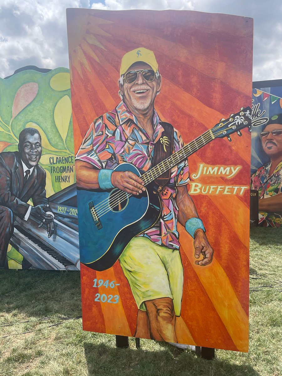 May The Fourth & @JimmyBuffett be with us... Always! 

This was unveiled today at @JazzFest, after the Jazz Funeral for Jimmy through the fairgrounds.
(≈/)≈) o0