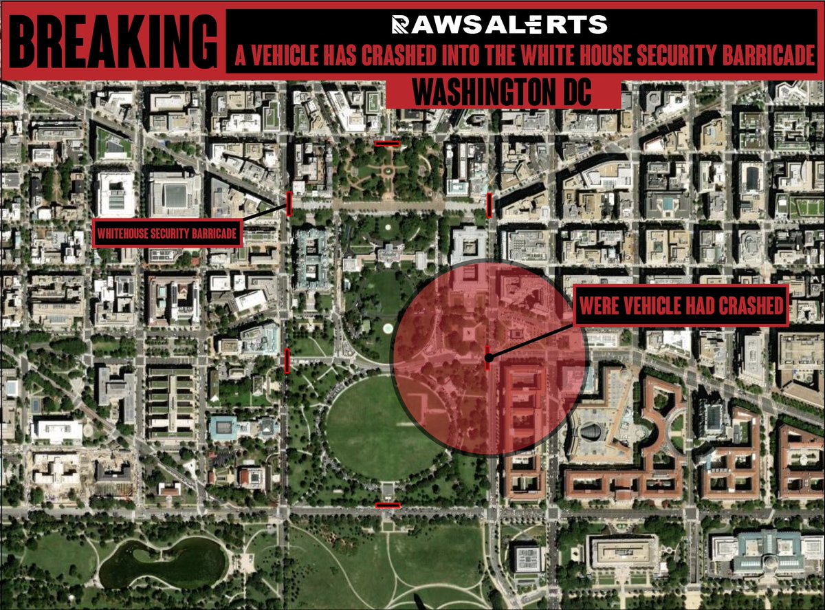 🚨#BREAKING: A vehicle has crashed into the White House security barricade entrance resulting in a fatality

📌#Washington | #DC

Currently, the Secret Service, along with other law enforcement authorities have responded to a scene in Washington D.C., near the White House,