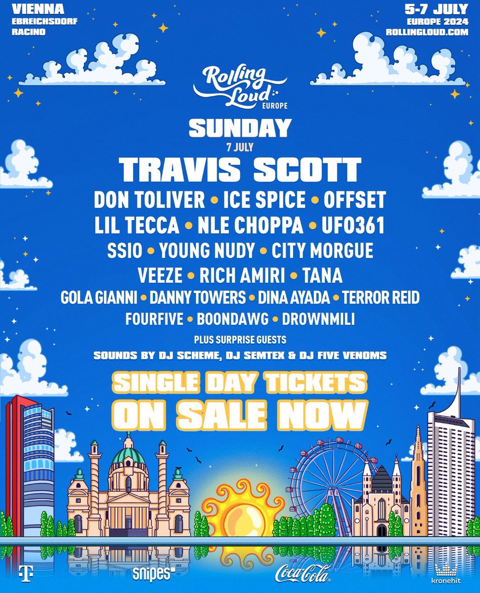 COMING SOON AND NOT HAVING FUN 👀

TRAVIS SCOTT TO PERFORM AT ROLLING LOUD EUROPE

SUNDAY 7 JULY 🔥🔥🔥

 5-7 JULY ROLLING LOUD EUROPE