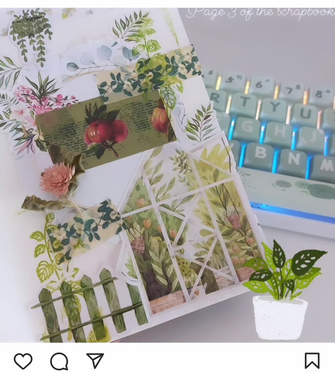 MissPure_'s tweet image. Page 3 of the scrapbook! 🌱🪴 
I love plants so much and this page i created makes me so happy to look at even as a beginner 🌱

#scrapbook #journal #journalcommunity #bulletjournal #plants #Plant #spring #stickers