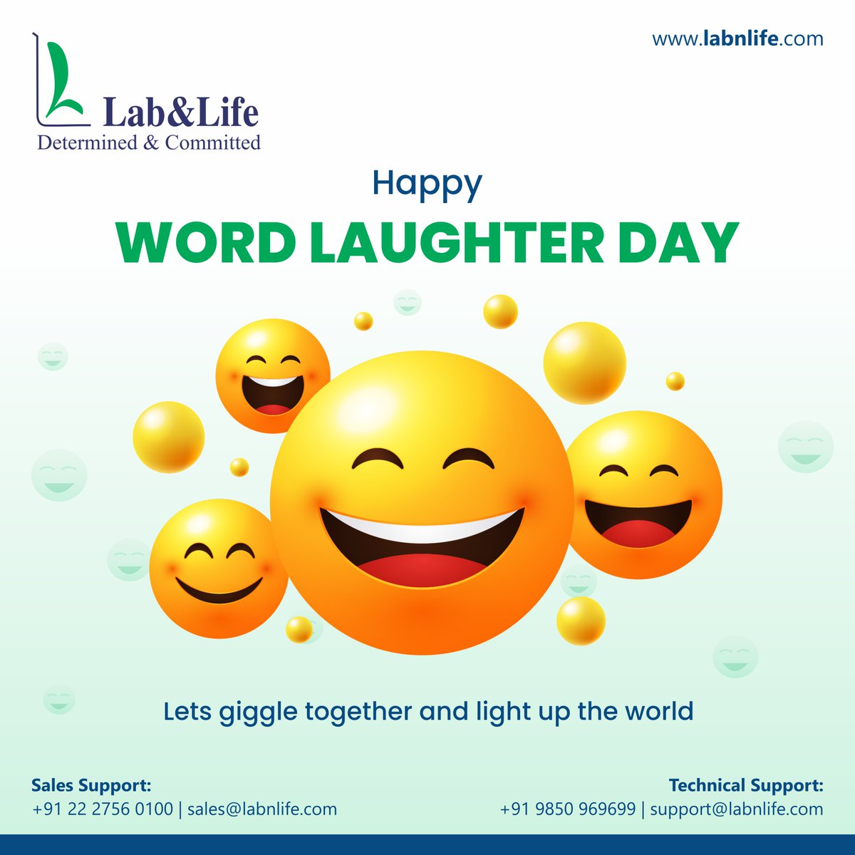 Spread Smiles, Share Laughter! 😄 Happy World Laughter Day! 
#WorldLaughterDay #SpreadJoy #LaughMore #Happiness #SmileEveryday #labnlife