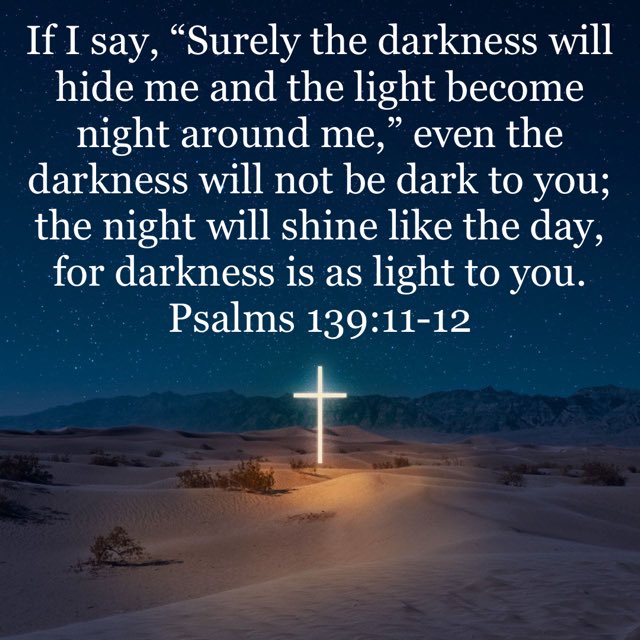 #psalms1391112 #niv #oldtestament #oldtestamentverses #ifisaysurelythedarknesswillhidemeandthelightbecomenightaroundme #eventhedarknesswillnotbedarktoyou #thenightwillshineliketheday #fordarknessisaslighttoyou #god #jesus #jesuschrist #jesuscalling #holyspirit #holybible #bible