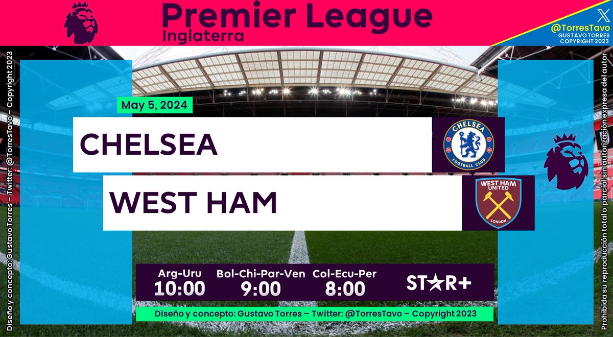 Chelsea - West Ham United TV: @StarPlusLA Narra: @Jorge_BarriL Comenta: @SantiRusso #PremierxESPN