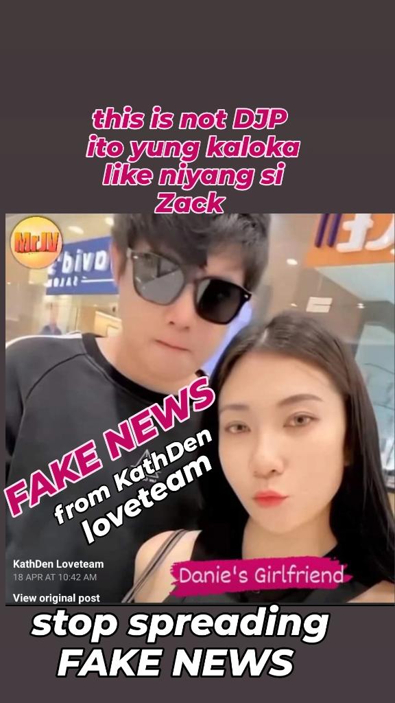 FAKE NEWS ALERT from KATHDEN LOVETEAM
 ufff una hindi ito si DJ kundi si ZACK na kaloka like niya,di ba kayo masaya sa KATHDEN?ganito ang ginagawa niyo ang mag edit at ipost sa FB 😒don't worry ipinagdasal ko kayo kanina na sana mabawasan ang galit at poot sa inyong mga puso  🙏