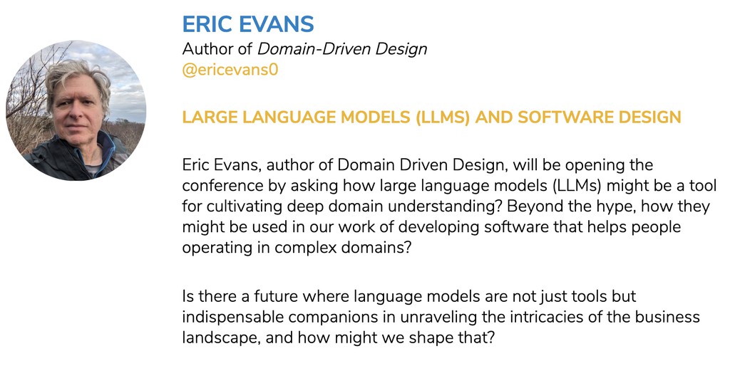 Using language familiar to DDD practitioners, he said a trained language model is a bounded context.

Read more 👉 lttr.ai/AQbLl

#DDD #EricEvans #SoftwareDesigners #InnovativeWays #Architecture&Design #DomainDrivenDesign