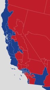 Red CA09, CA26, CA47, and CA49 but blue CA13? Quite the California politics understander it seems
