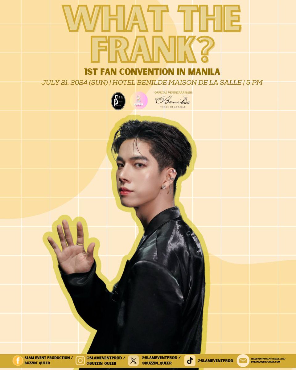 SLAMEventProd's tweet photo. WHAT THE FRANK!?

With @FThanatsarun by our side, let's create memories that will last a lifetime. Join him as he embarks on a journey to the Philippines for his solo fan meeting.

#WhattheFRANKinMNL #SLAMeventprod #BuzzinQueer https://t.co/FQghn9HVOD