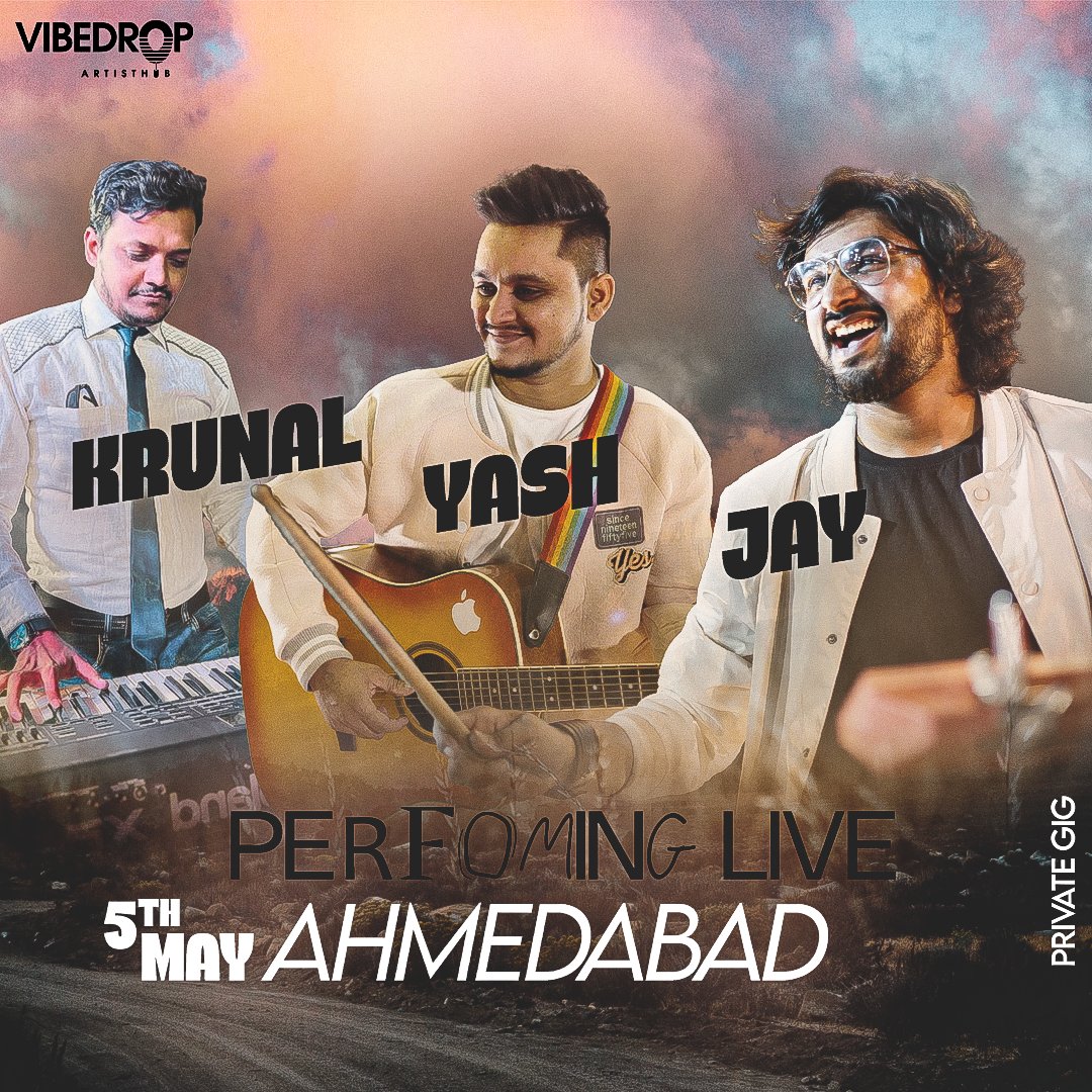 Yash, Jay & Krunal performing live tonight at Ahmedabad for a Private Gig. 🤩

VibeDrop with Yash, Jay & Krunal for a Wedding Reception! 💥
.
.
#VibeDrop #ArtistHub #Artists #ArtistCuration #ArtistManagement #ArtistBooking #PrivateEvent #Gig #Band #Ahmedabad #Yash #Jay #Krunal