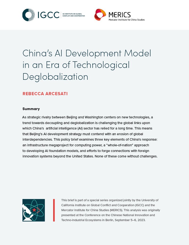 China’s AI Development Model in an Era of Technological Deglobalization ucigcc.org/publication/ch…