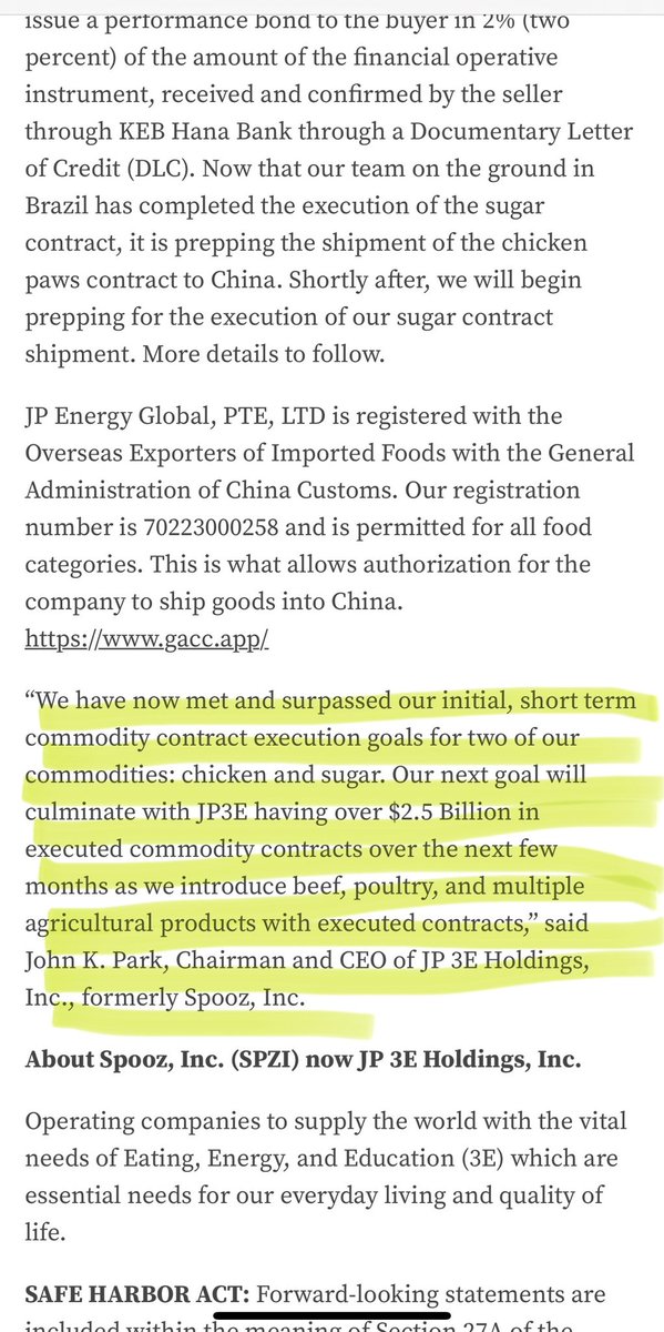 $SPZI 📈🚀

“Refresher,  CEO John Park said he expects to have 2.5 billion in executed contracts this year with chicken, sugar , beef, and multiple agricultural contracts”

PS, “This Does Not Include LNG”

otcmarkets.com/stock/SPZI/news

jp3eholdings.com 

#LNG #Stocks  #OTC