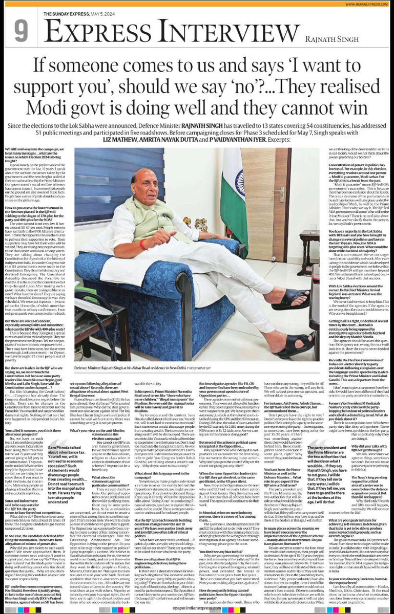 Sharing my interview with the @IndianExpress, in which I speak extensively on a wide range of issues including the current political landscape, ongoing Lok Sabha elections and PM Modi’s vision for development & people welfare. Do read.