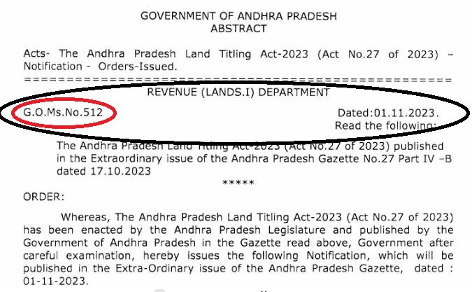 AP Land Titling Act. 2022, it’s already in force.