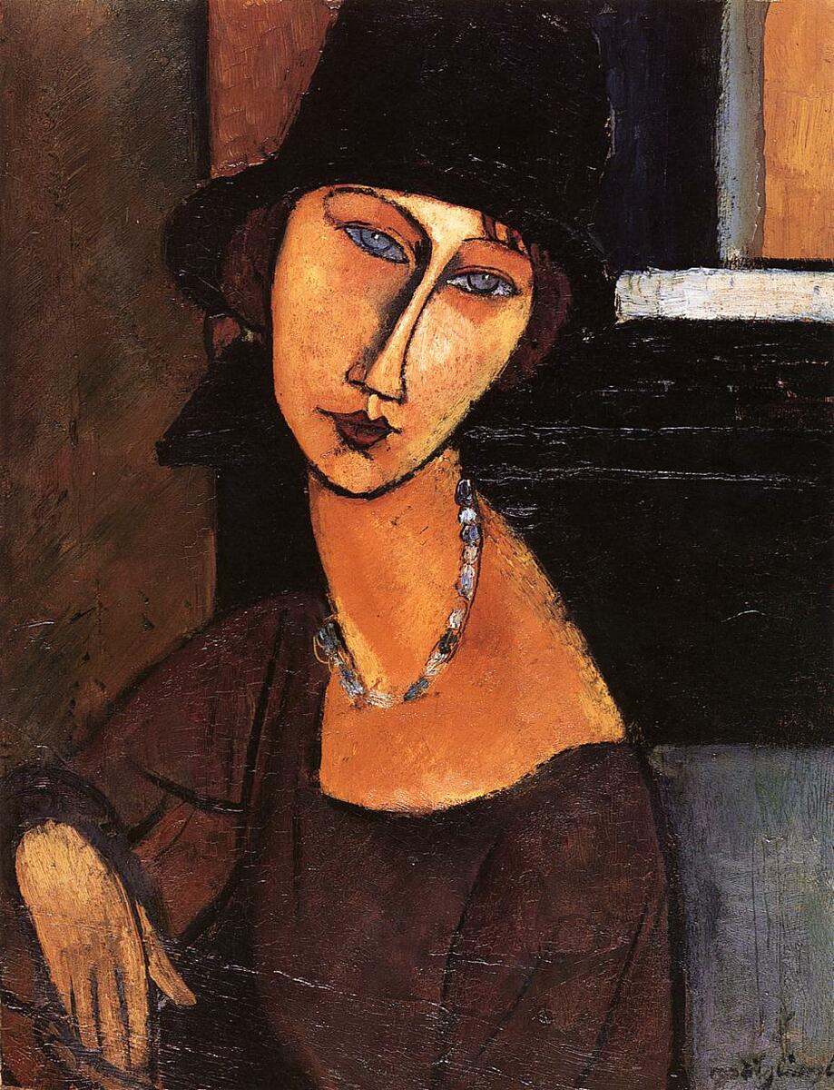 Jeanne Hebuterne with Hat and Necklace wikiart.org/en/amedeo-modi…