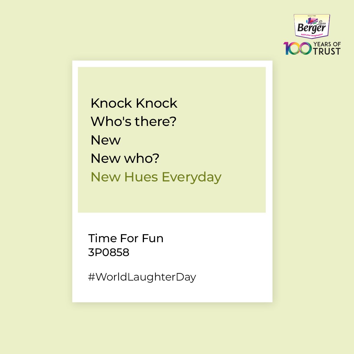 Here's to painting a smile on your face #WorldLaughterDay

#LaughingOutLoud #OkBye #BergerPaints #PaintYourImagination